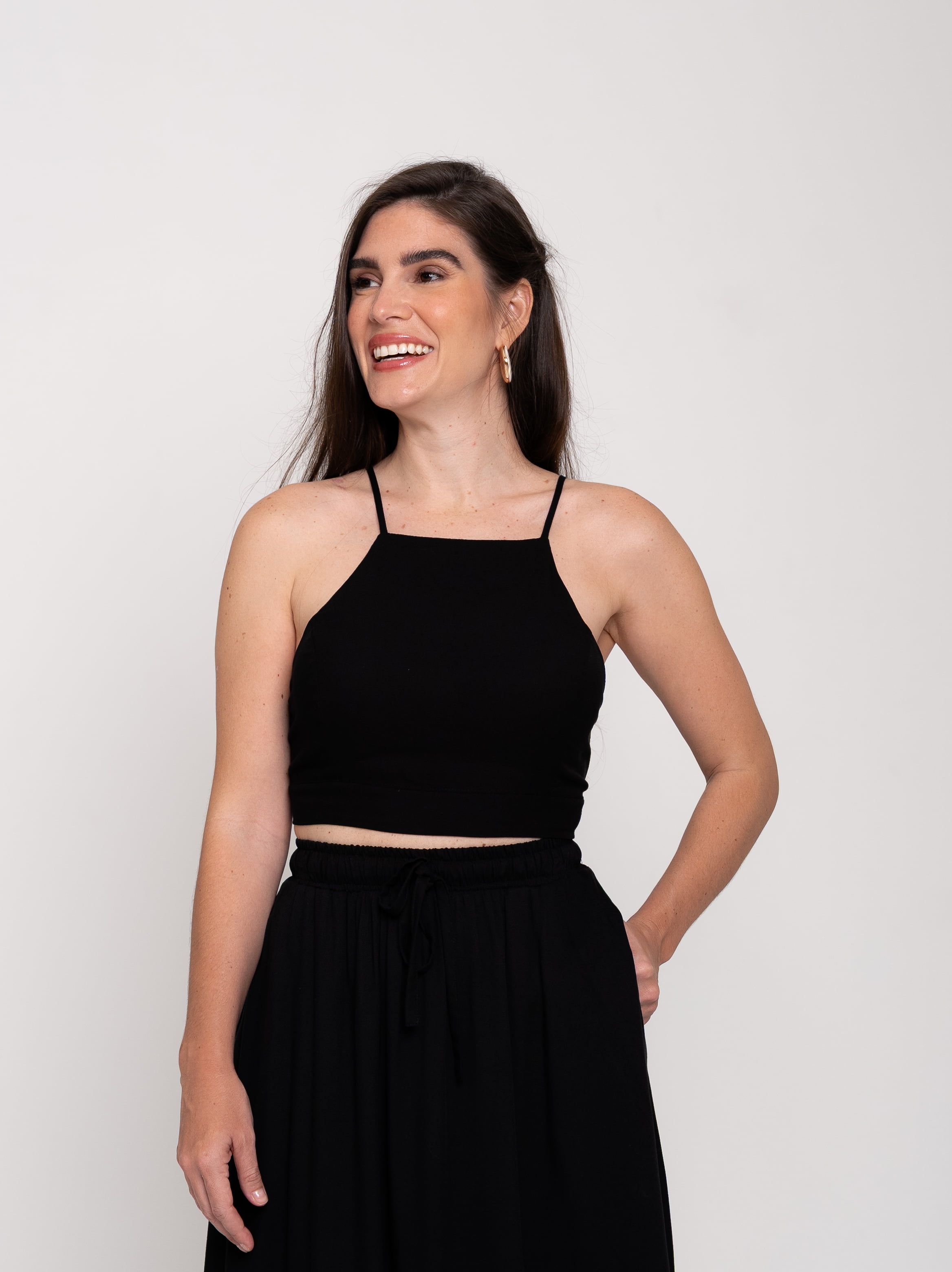 Cropped Unic Preto // tecido com viscose 
