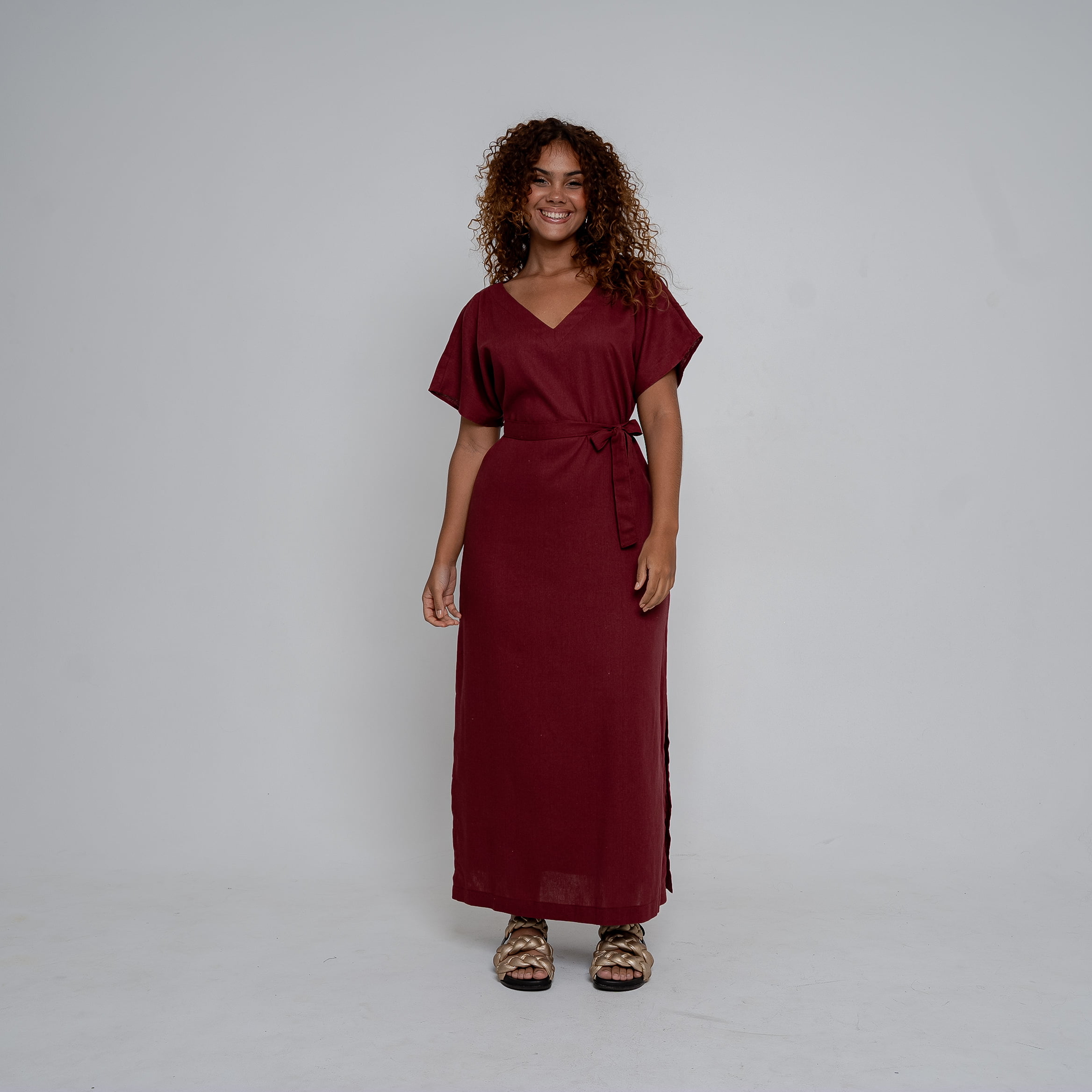 Vestido Longo Caminhar Vinho