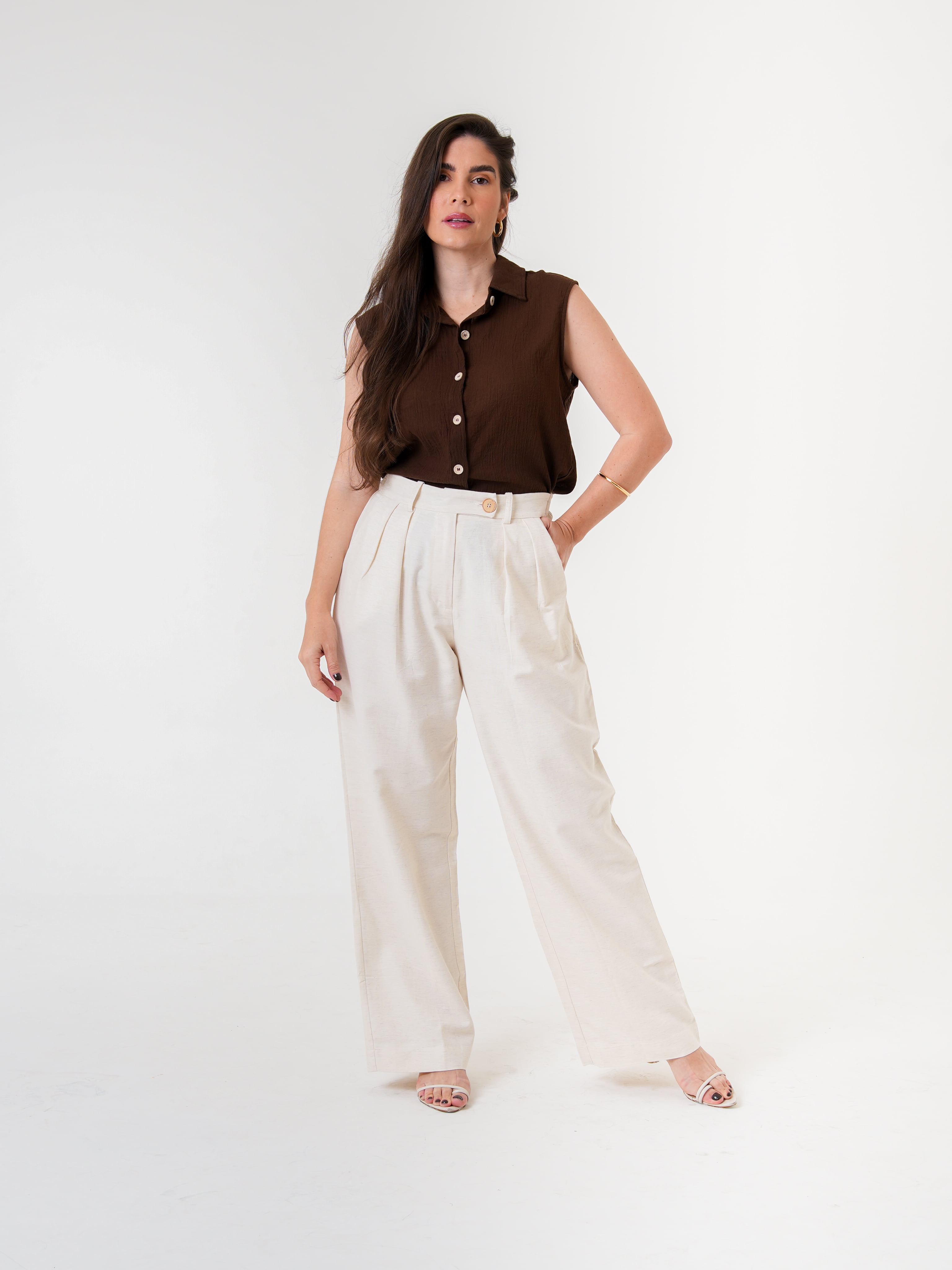 Calça Pantalona Zen Eco Natural // tecido sustentável