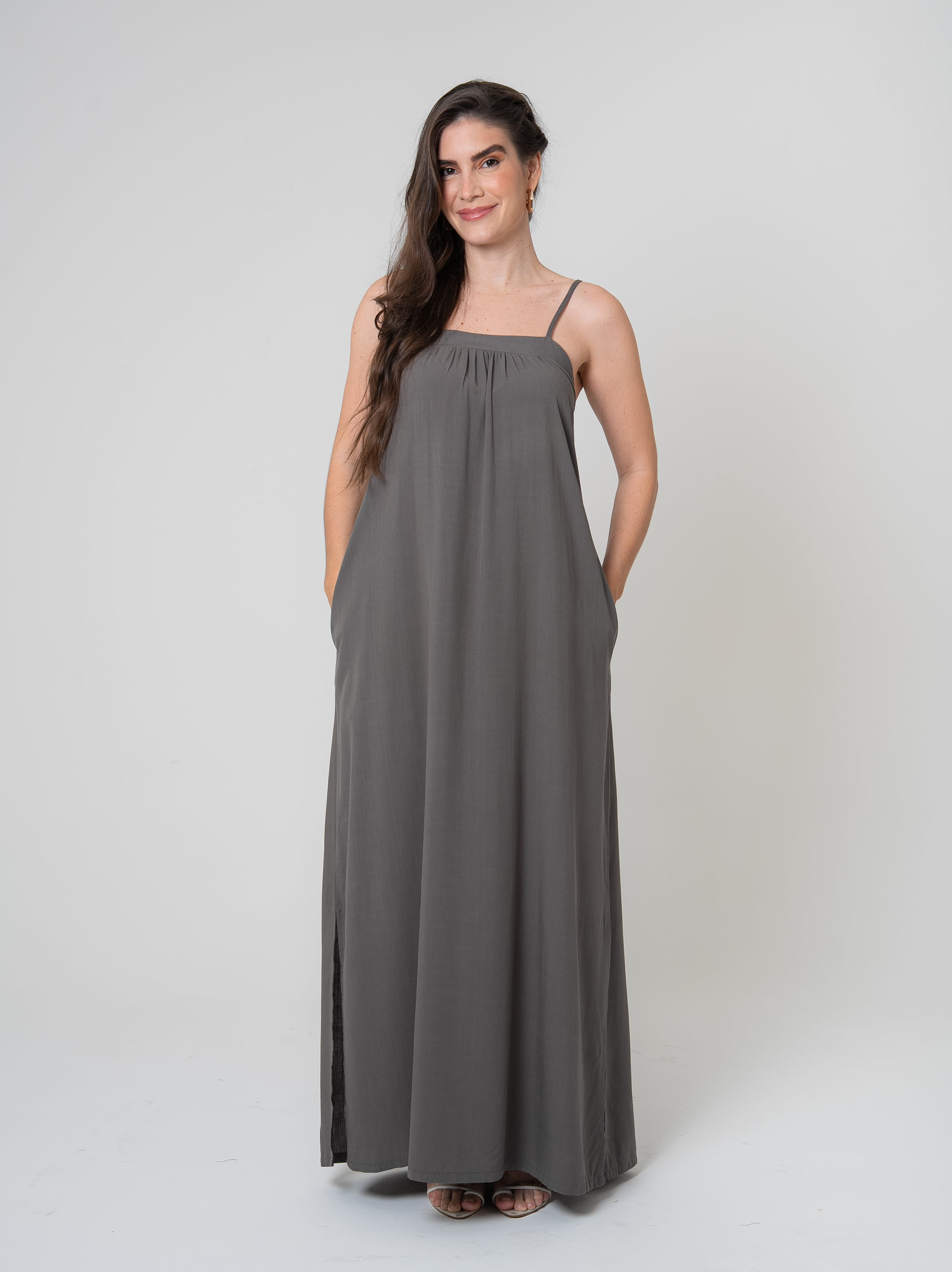 Vestido Fluir Cinza