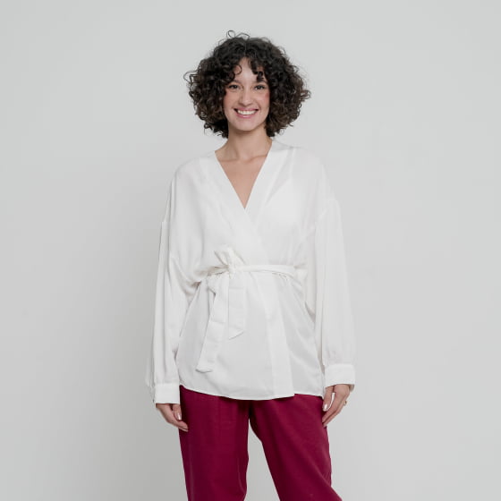 Blusa Kimono Encanto Branca