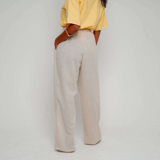 Calça Pantalona Aura Linho Cru // Tecido com linho 