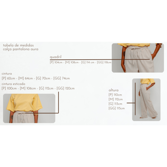 Calça Pantalona Aura Linho Cru // Tecido com linho 