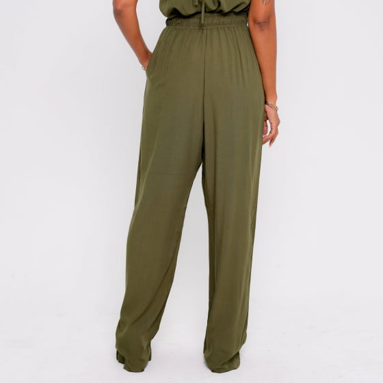 Calça Pantalona Aura Verde Militar