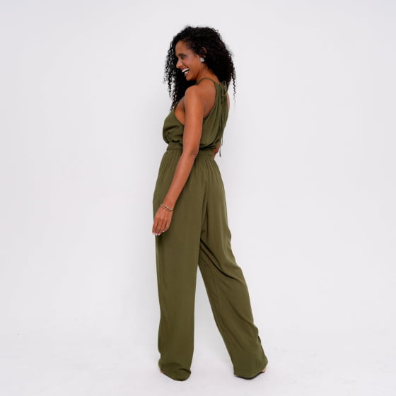 Calça Pantalona Aura Verde Militar