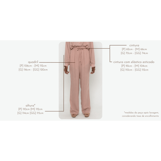 Calça Pantalona Aura Rosé