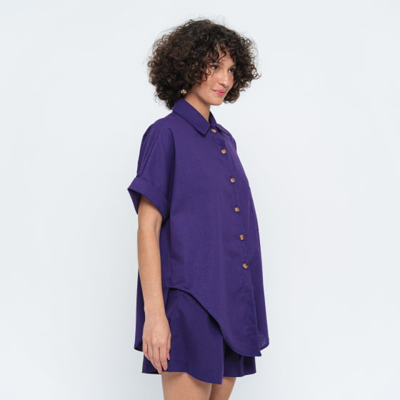 Camisa Bairrista Púrpura // tecido com linho