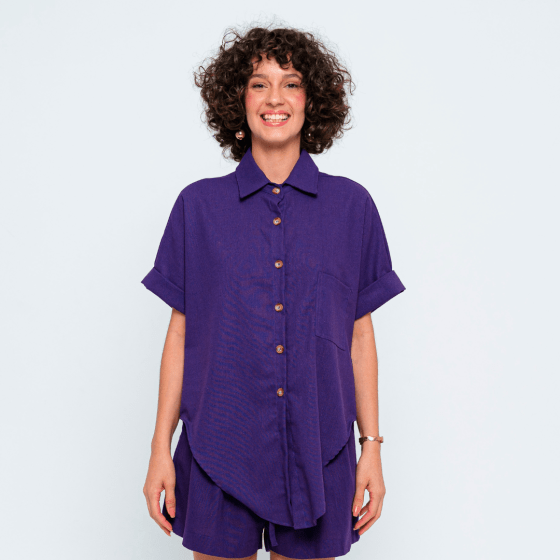 Camisa Bairrista Púrpura // tecido com linho