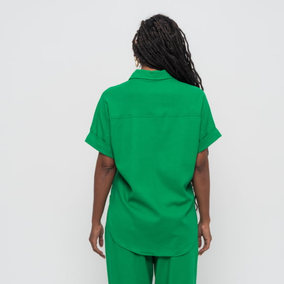 Camisa Bairrista Verde // tecido com linho