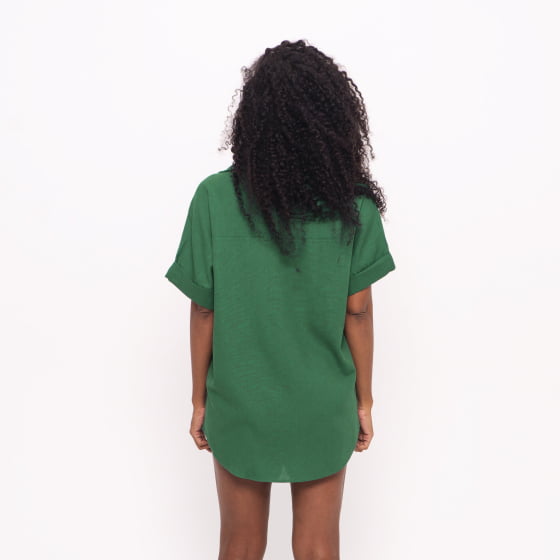 Camisa Bairrista Verde Floresta // tecido com linho