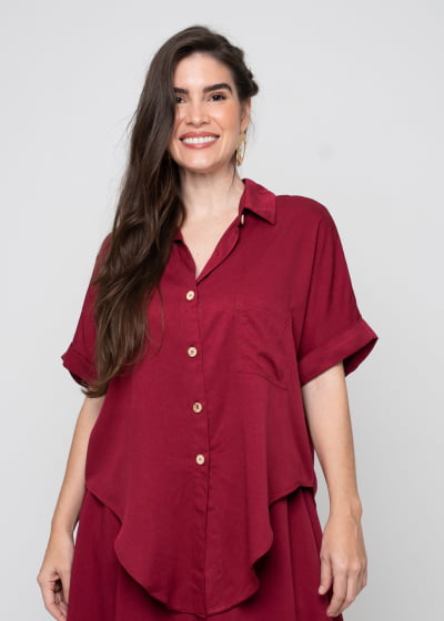 Camisa Bairrista Vinho // botões ecológicos