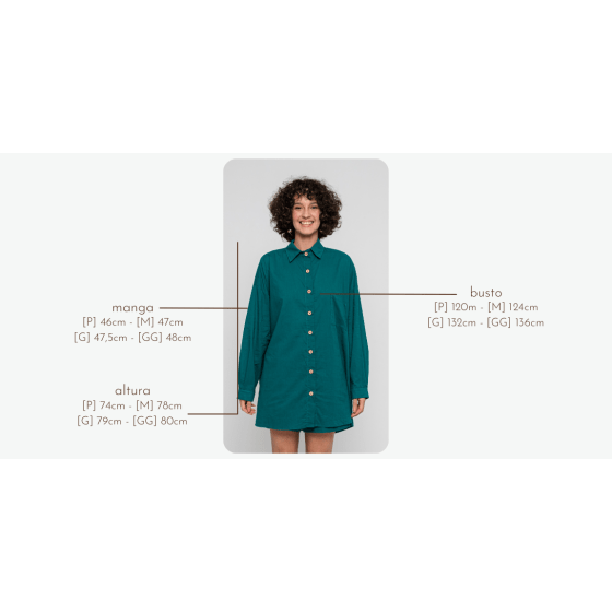 Camisa Manga Longa Reta Verde // botões ecológicos