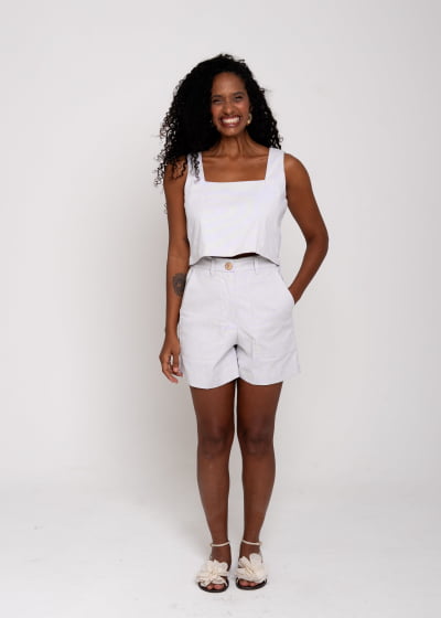Cropped Retilíneo Listrado // com algodão