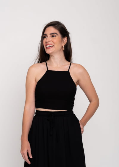 Cropped Unic Preto // tecido com viscose 