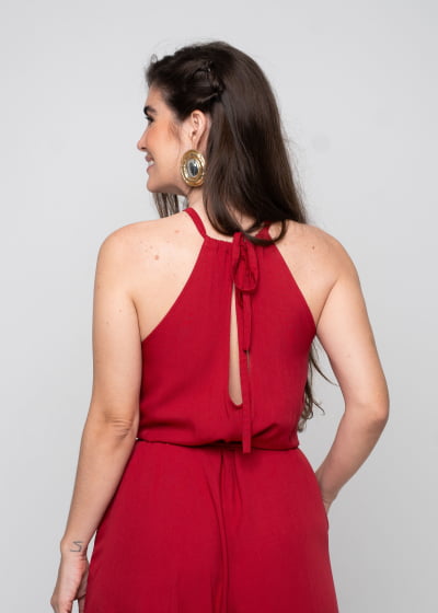 Macacão Amplo Fluidez Vermelho Amor