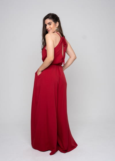 Macacão Amplo Fluidez Vermelho Amor