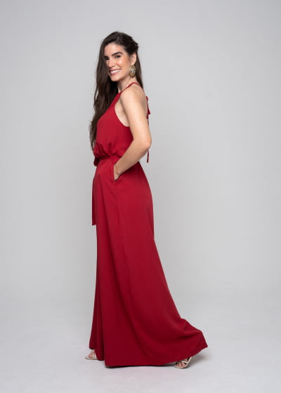 Macacão Amplo Fluidez Vermelho Amor