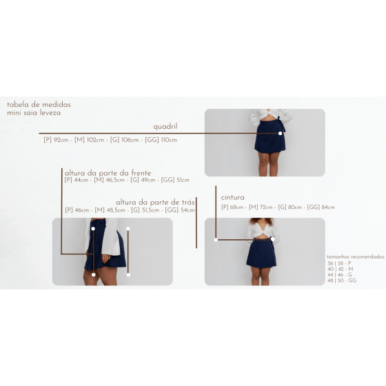 Saia Mini Leveza Marinho // com linho