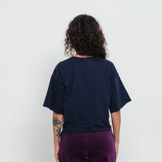 T-shirt Ampla Azul Marinho // algodão BCI