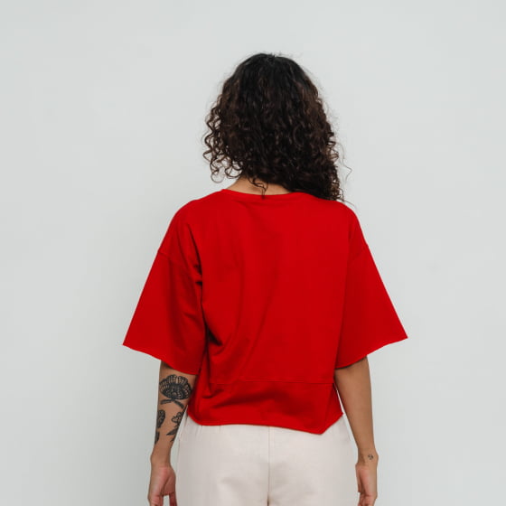 T-shirt Ampla Vermelha // algodão BCI