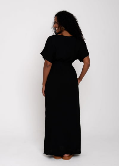 Vestido Longo Caminhar Preto// Tecido com viscose 