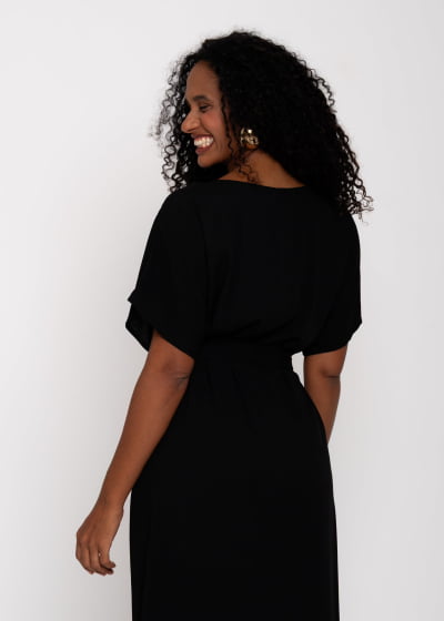 Vestido Longo Caminhar Preto// Tecido com viscose 