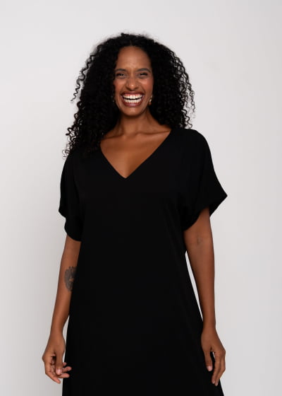 Vestido Longo Caminhar Preto// Tecido com viscose 