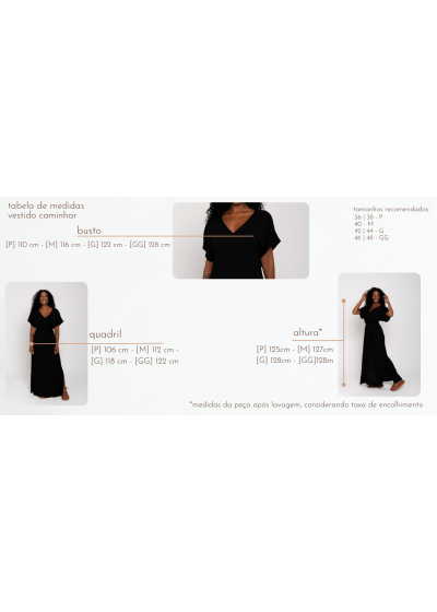 Vestido Longo Caminhar Preto// Tecido com viscose 