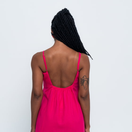 Vestido Trapézio Pink // tecido com linho
