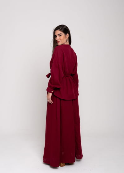 Blusa Kimono Encanto Vinho// tecido com algodão 