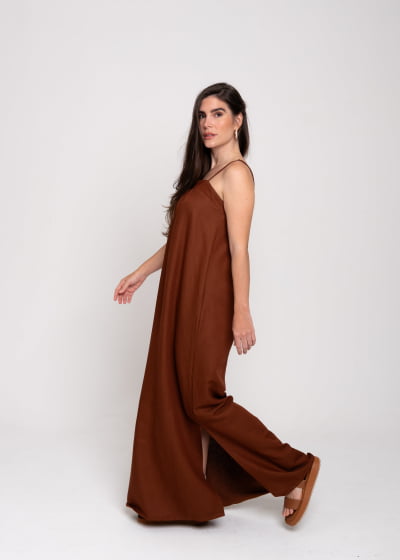 Vestido Fluir Cacau // Tecido sustentável 