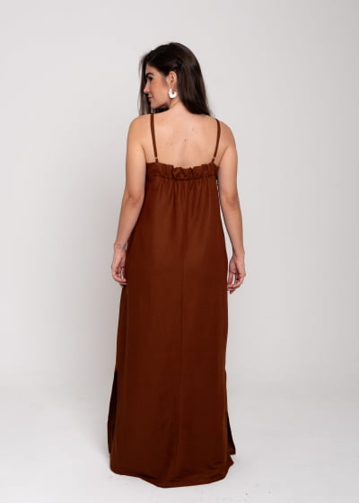 Vestido Fluir Cacau // Tecido sustentável 