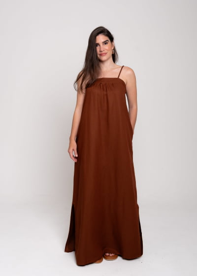 Vestido Fluir Cacau // Tecido sustentável 