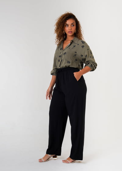 Calça Pantalona Aura Preta