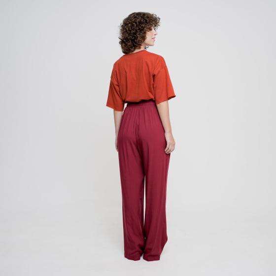 Calça Pantalona Aura Vinho