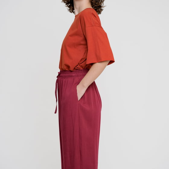 Calça Pantalona Aura Vinho