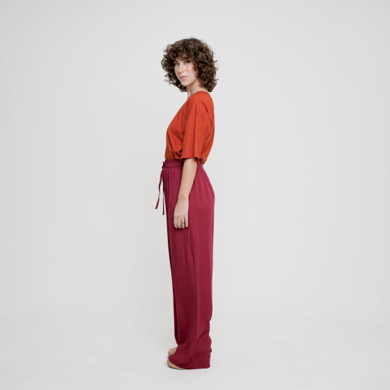 Calça Pantalona Aura Vinho