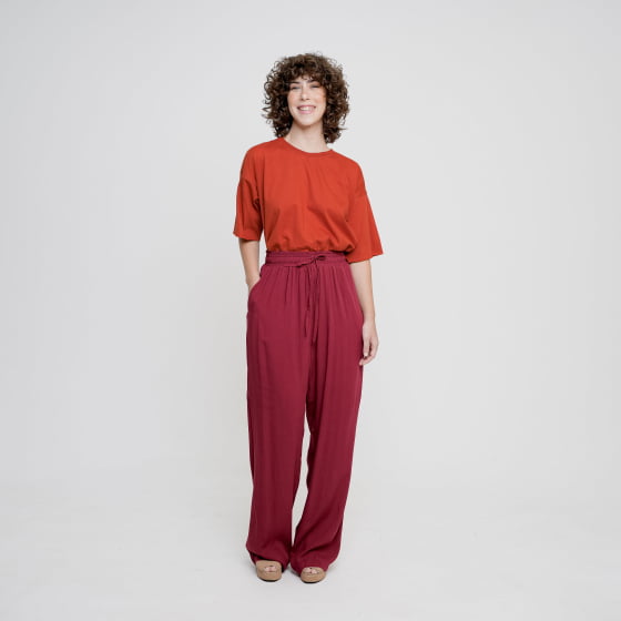 Calça Pantalona Aura Vinho