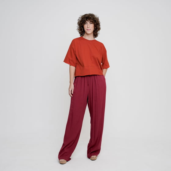 Calça Pantalona Aura Vinho