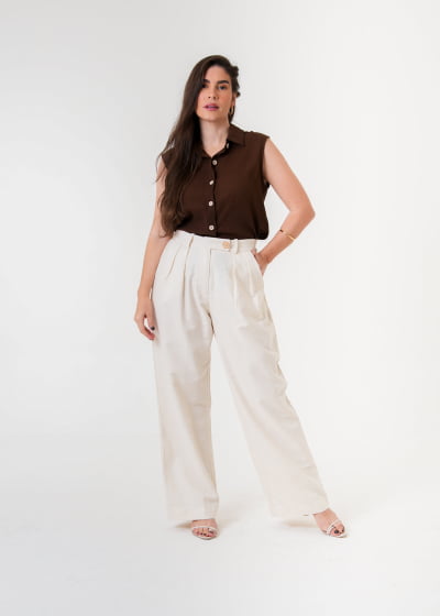 Calça Pantalona Zen Eco Natural // tecido sustentável