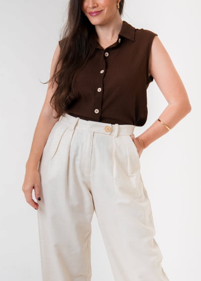 Calça Pantalona Zen Eco Natural // tecido sustentável