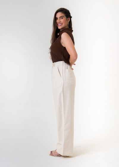 Calça Pantalona Zen Eco Natural // tecido sustentável