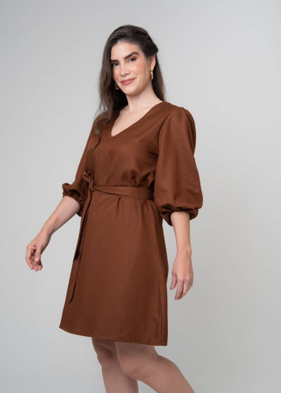 Vestido Curto Refúgio Cacau // Tecido sustentável