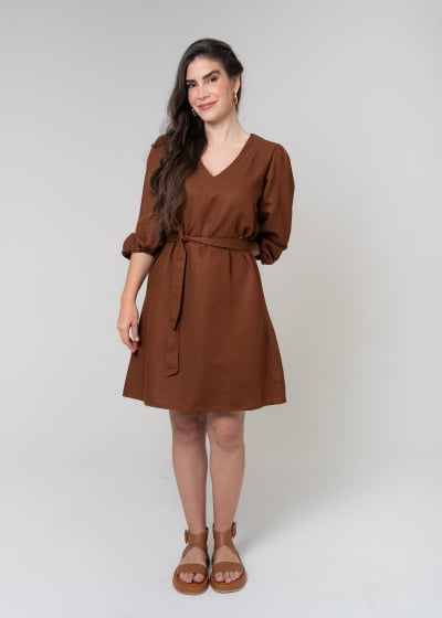 Vestido Curto Refúgio Cacau // Tecido sustentável