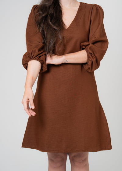 Vestido Curto Refúgio Cacau // Tecido sustentável