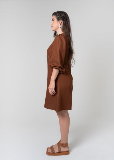 Vestido Curto Refúgio Cacau // Tecido sustentável