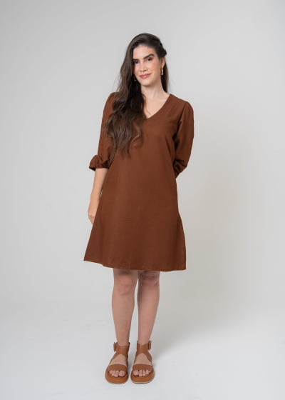 Vestido Curto Refúgio Cacau // Tecido sustentável