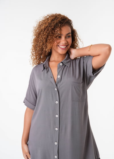 Chemisie Oversized Enlace Cinza // Botões ecológicos 
