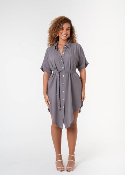 Chemisie Oversized Enlace Cinza // Botões ecológicos 