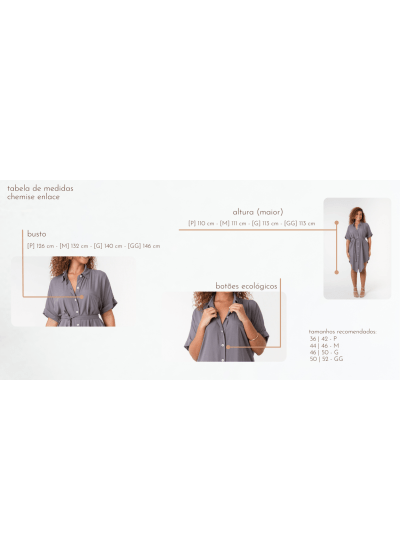 Chemisie Oversized Enlace Cinza // Botões ecológicos 
